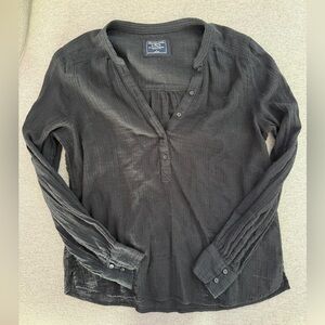 Black Henley Women's Top